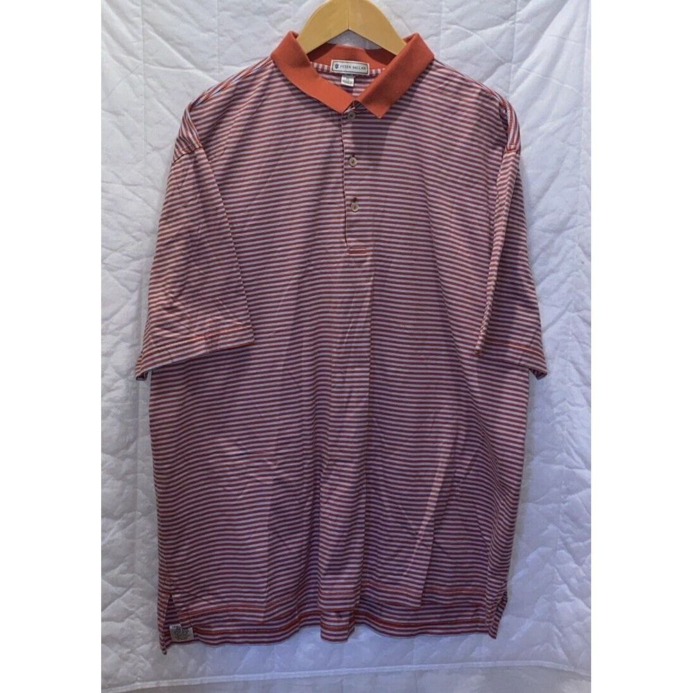 Peter Millar Red and White Striped Polo Shirt